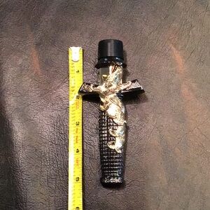 Black Cross Flask with Gold Dragon Accent